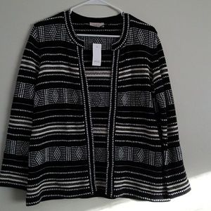 Black & White Stitched Open Cardigan